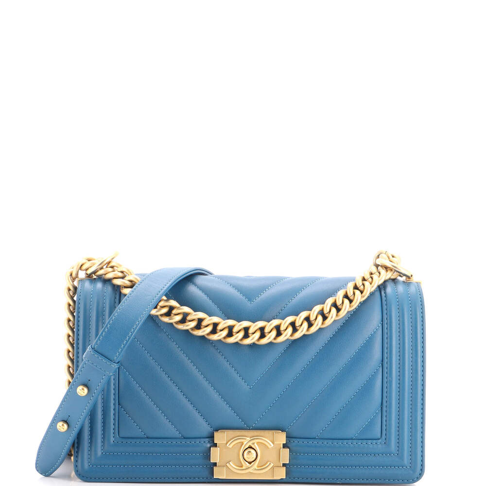 Chanel Old Medium Boy Flap Bag Chevron Calfskin